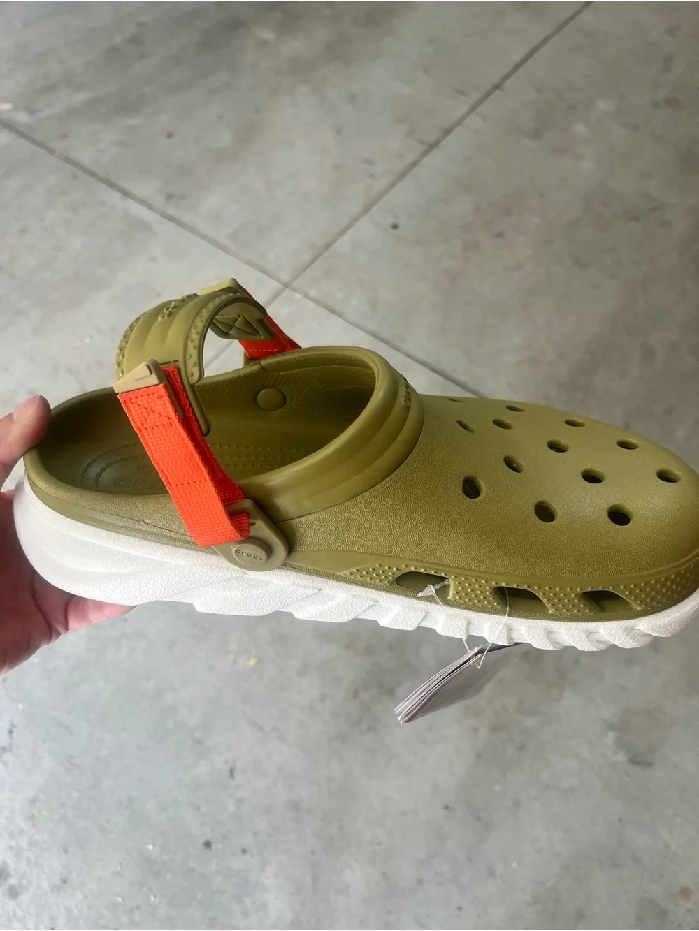 CROCS Duet Max II Clog - Green with Orange Strap